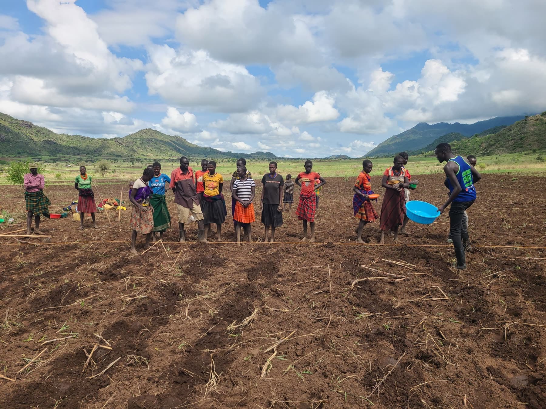 Farmers learning good agronomic practices in Kaabong